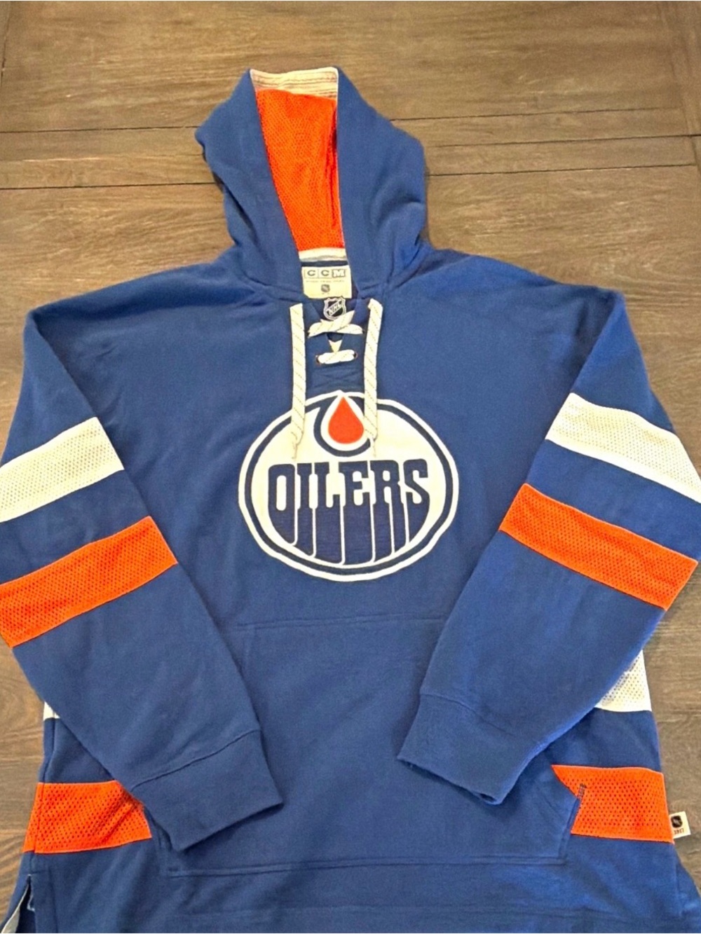 NHL Blue and Orange Edmonton Oilers Zip-Up Hoodie